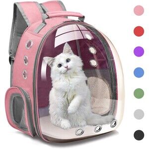 Henkelion Small Cat or Dog Backpack Carrier Bubble Capsule Airline Approved Pink